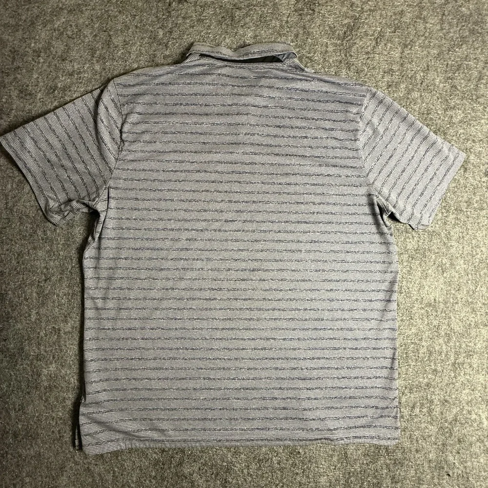 Nike Dri Fit Polo Shirt‎ Mens XL Blue Gray Stripe Golf Athletic Stretch